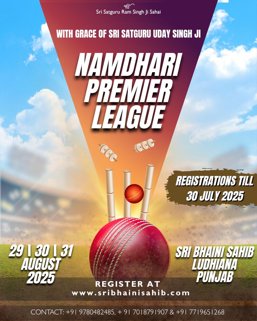 Register for Namdhari Premier League